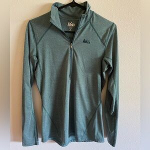 Women’s Small REI Green Striped half zip Pullover
